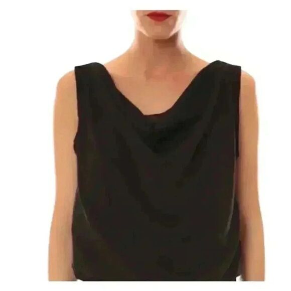 BCBGENERATION Women's Black Rayon/Spandex Cowl Neck Drawstring Shorts Romper - Picture 2 of 8